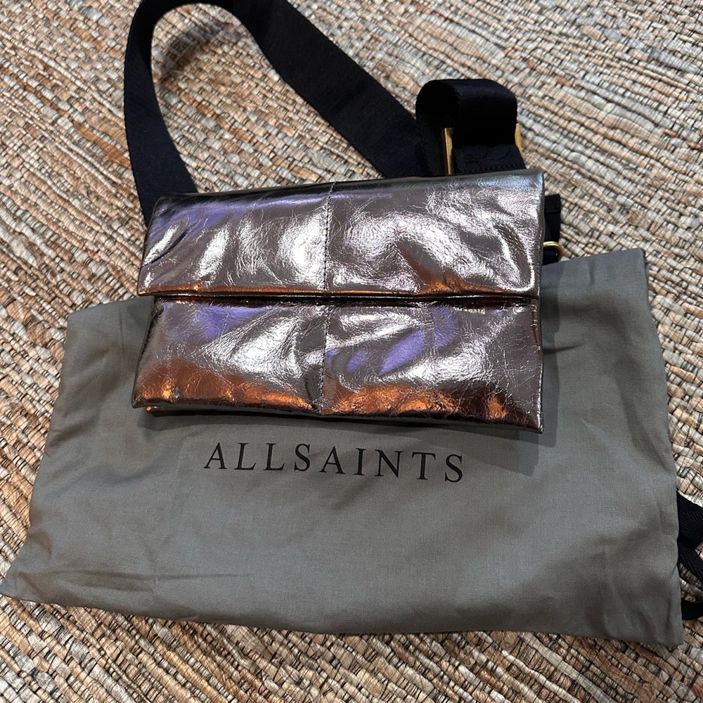 All Saints Shimmering Silver Crossbody Bag